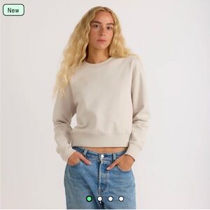 NWT ORGANIC BASICS WEEKEND BOXY CREWNECK SWEATSHIRT- Sand, Medium